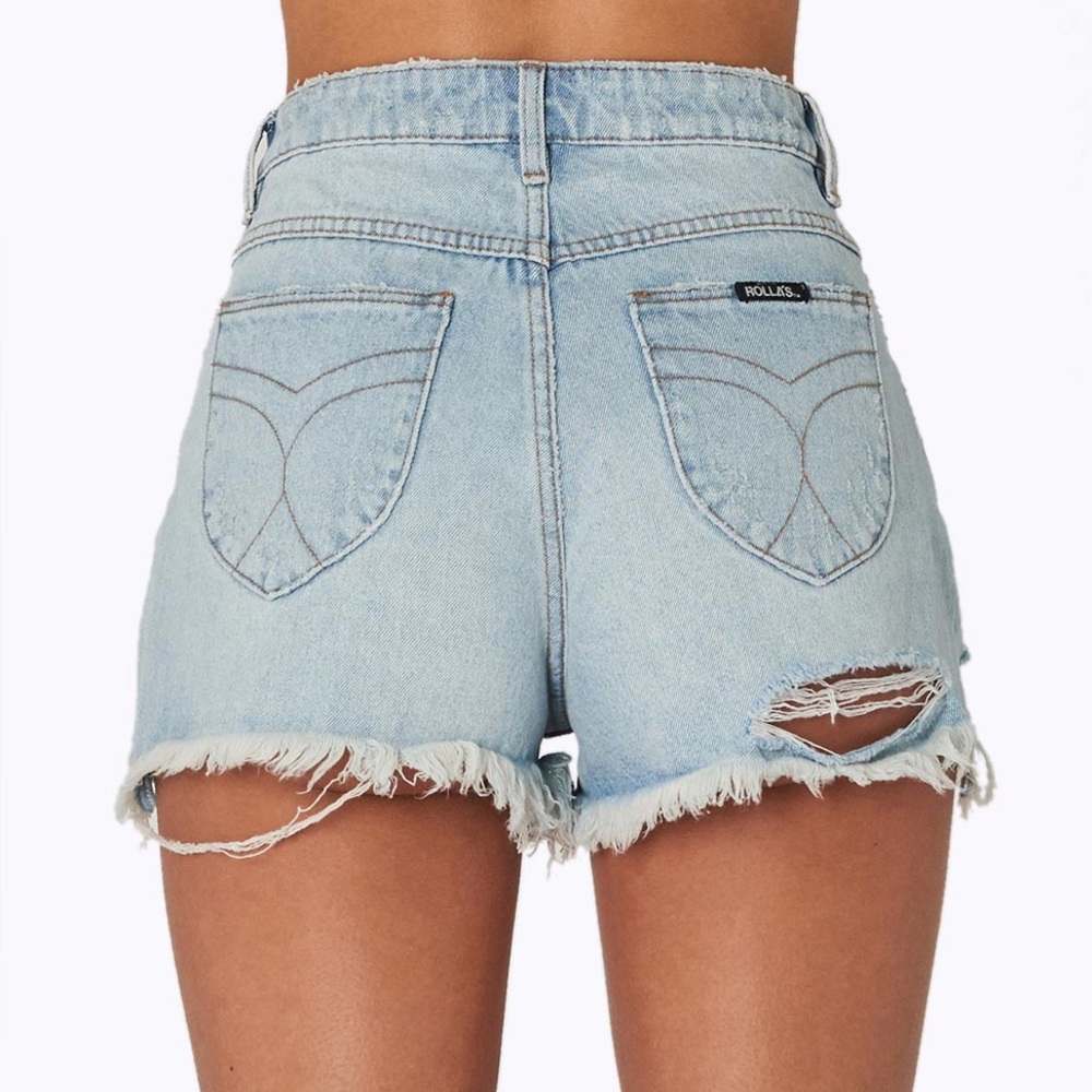 ROLLA'S Sky Blue Frayed Hem Jean Shorts